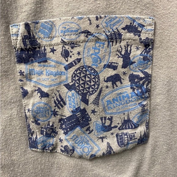 Disney Parks T-Shirt Gray Blue with Pocket XL Authentic Park Merch - Picture 2 of 4
